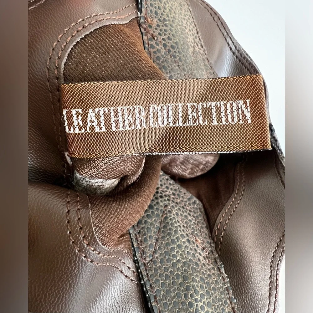 Leather Collection  Harness Strap Metal Tip Women’s Brown   Cowboy Boots Size 8_7